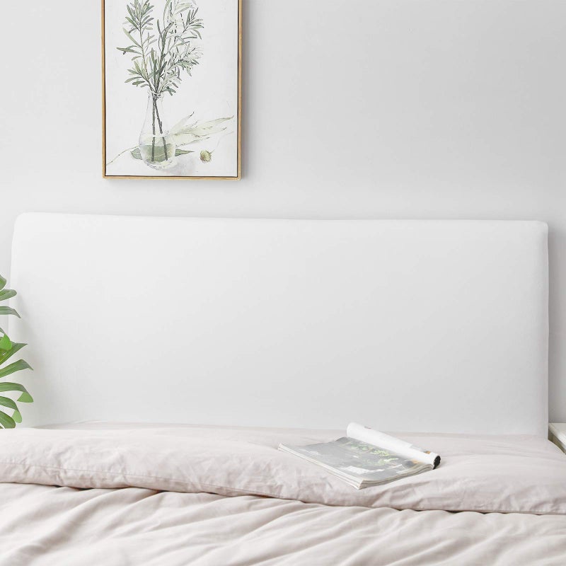 DUJUIKE Bed Headboard Cover for Queen  Stretch Bed Headboard Slipcover Covers  Dustproof Protector Velvet Cover for Upholstered Headboard (White  for Queen Headboard (59""-67"")) - Image 3